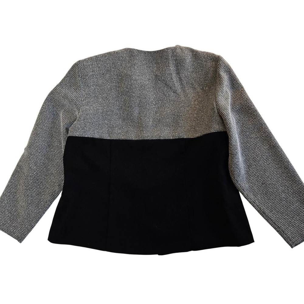 Dressbarn Woman 16W Black White Houndstooth Zipper Blazer Collarless Jacket - Picture 8 of 8